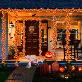 3 Pack Fall Garland with Pumpkin Lights & Enlarged Maple Fall String Lights Halloween Pumpkins Lights, 30Ft 60LED Waterproof Battery Operated Fall Dec (size: 12 inch)